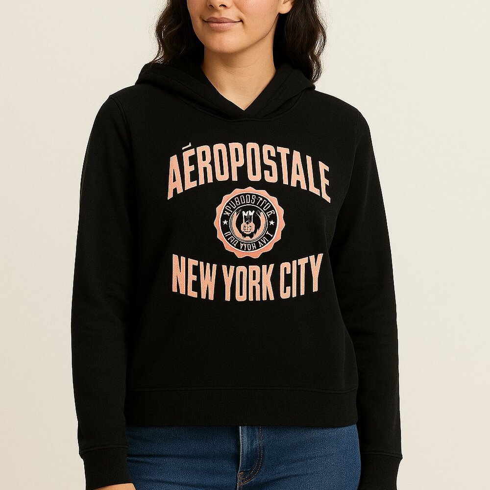 Aeropostale Black NYC Graphic Hoodie